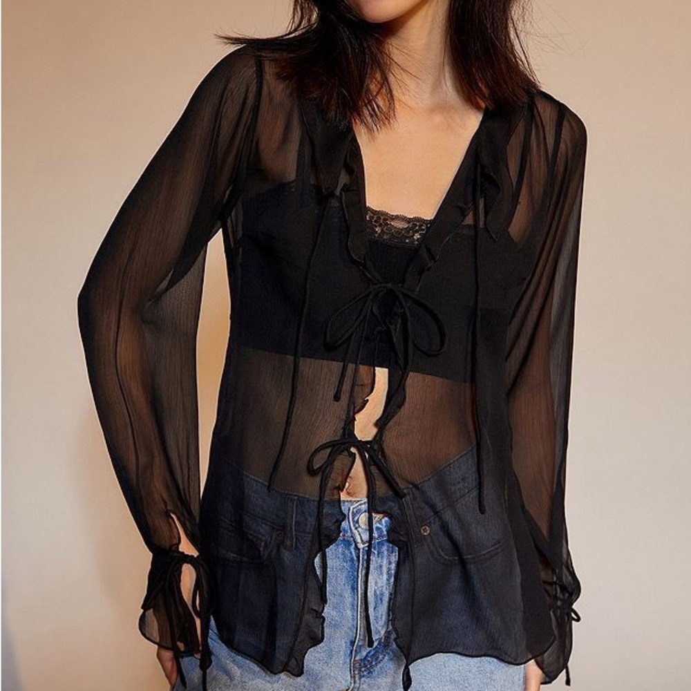 Urban Outfitters tie sheer top